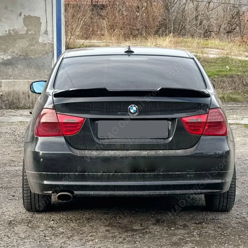 PSM Style V2 Glossy Black/Carbon Look Car Rear Trunk Roof Spoiler Wing lip For E90 M3 2008-2012 & E90 3 Series  2005-2011 Sedan