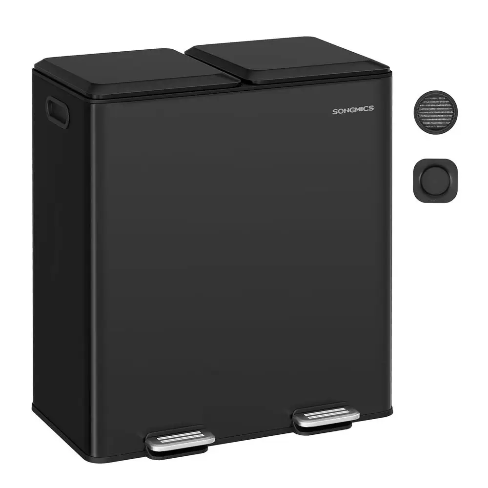 

Двойной мусорный бак объемом 2 х 8 галлонов с крышками с мягким закрыванием, съемными внутренними ведрами, педалями, нержавеющей сталью, отходов и переработки, чернилами