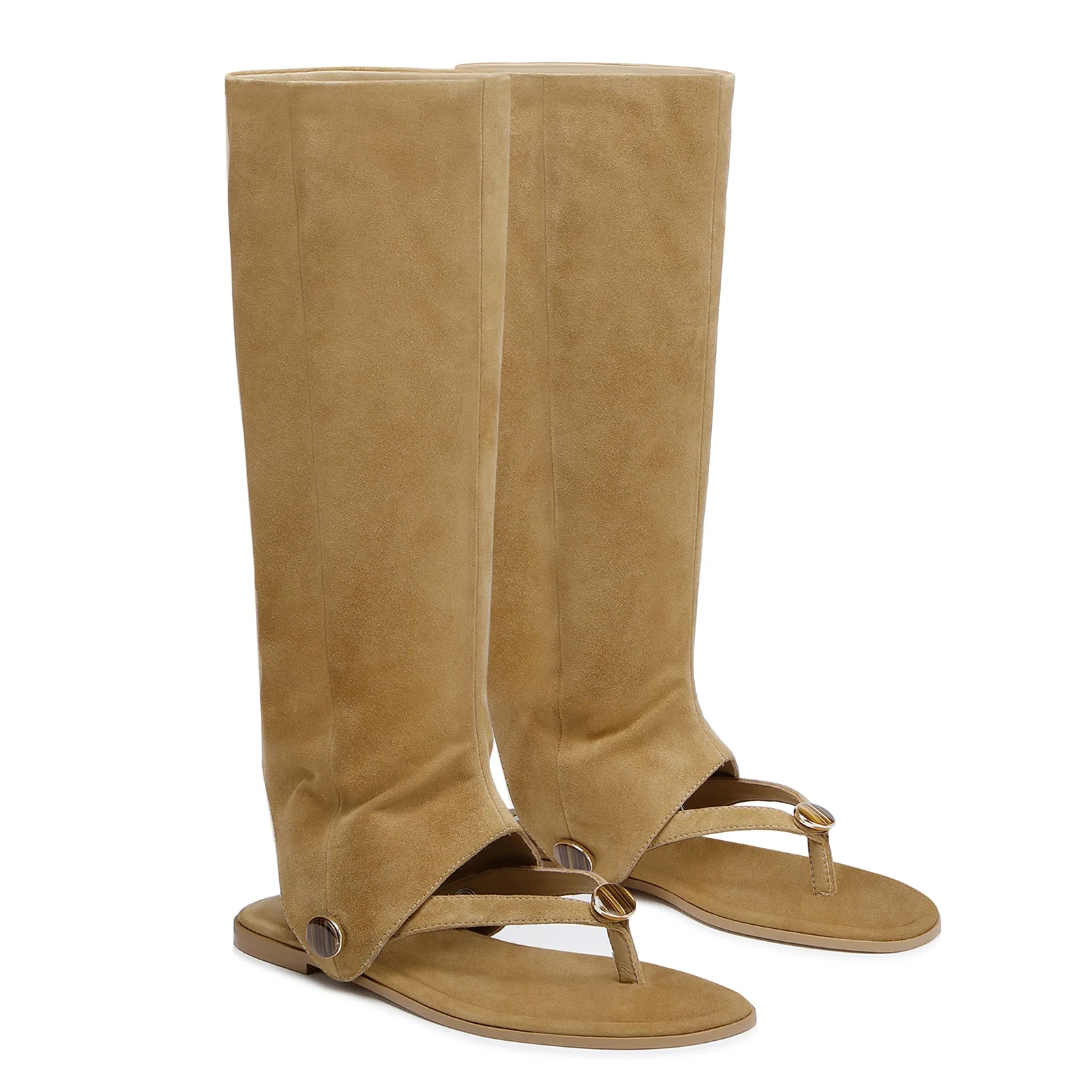 

Spring and Summer New Flat Bottomed Knee High Women's Boots, Detachable Two-piece Clip Toe Fashion Midsole Women's Cool Boots