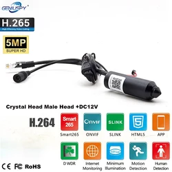 DC12V +rj45 Male 20MM Size Cylindrical 5MP Mini Bullet IP Camera CCTV Endoscope Security Micro Network Camera Audio For Industry
