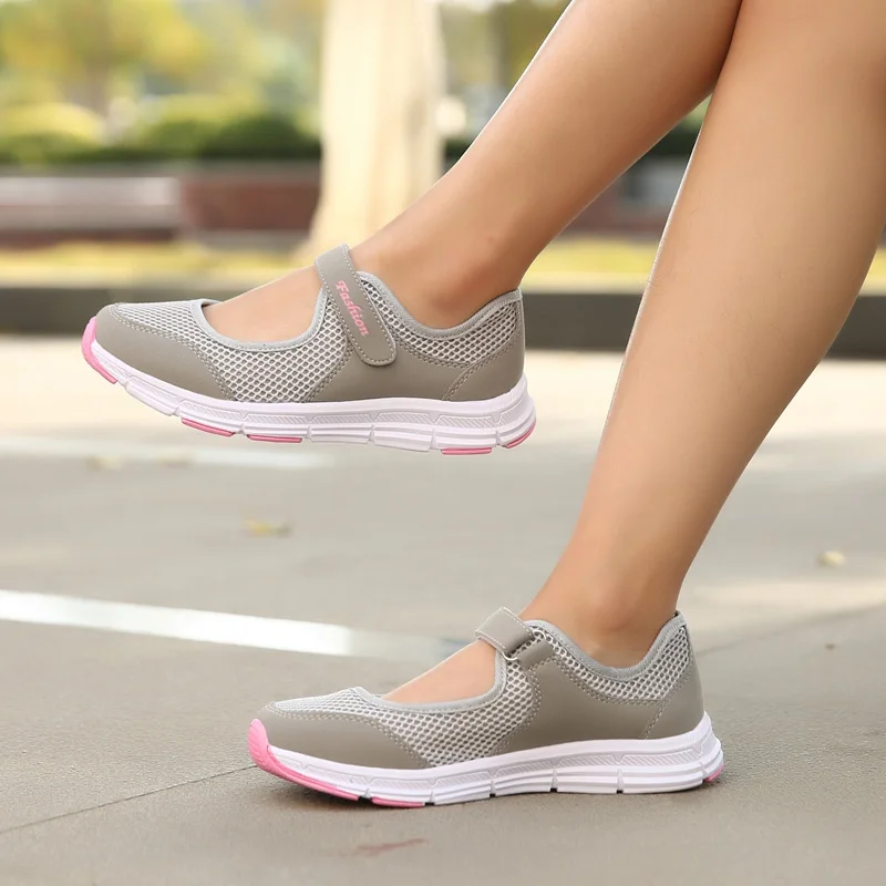 Sommerliche Damen-Freizeitschuhe, weiche und leichte Sportschuhe, Damen-Wanderschuhe, atmungsaktive Reiseschuhe mit flachem Boden S – Detail 11