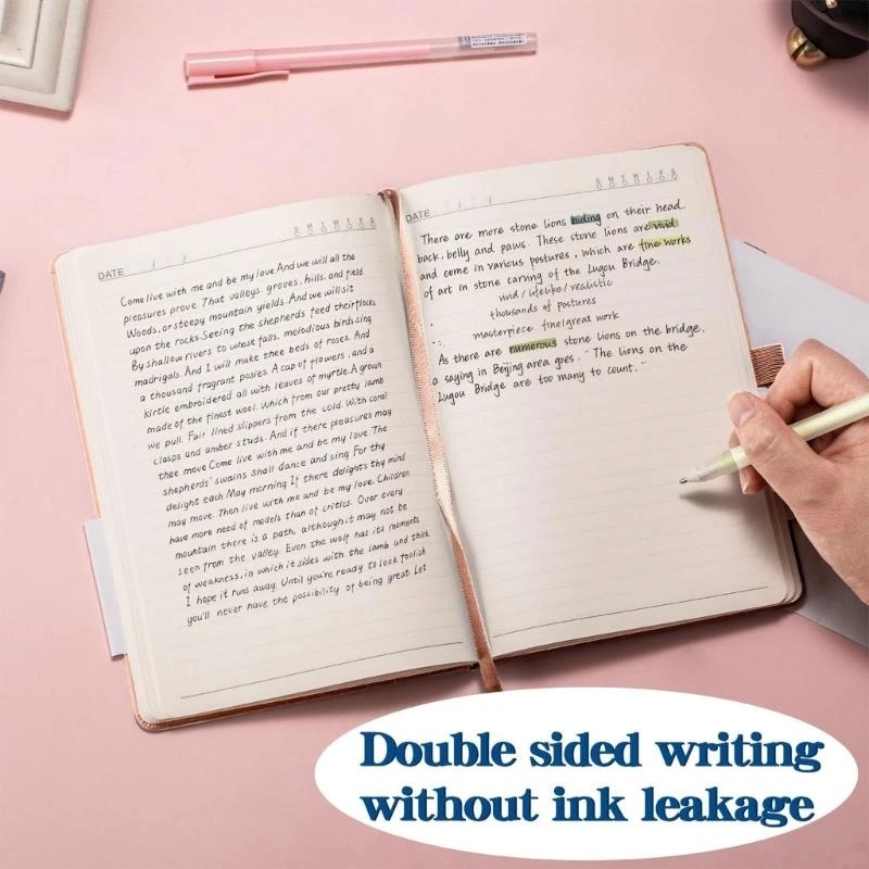 สมุดบันทึกปกแข็ง 192 หน้า Lined Leather Journal College College Ruled Notebook 216x145 มม. h05a