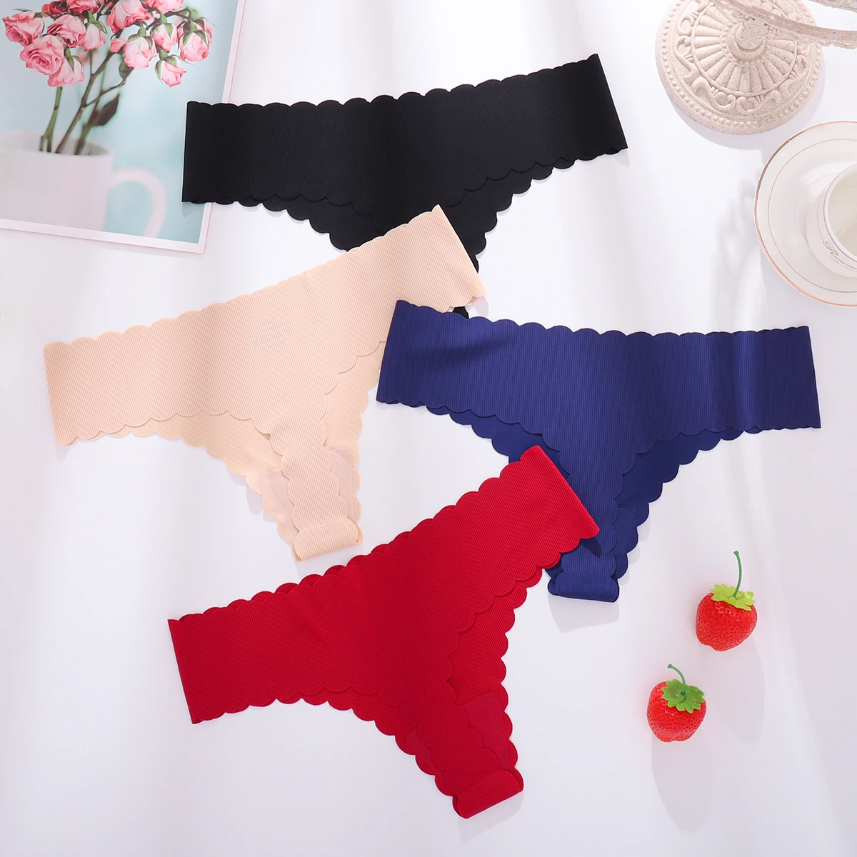 4Pcs Seamless Panties for Women Thongs for Women No Show Thong Sexy Panties Underwear women sexy underwear Panty