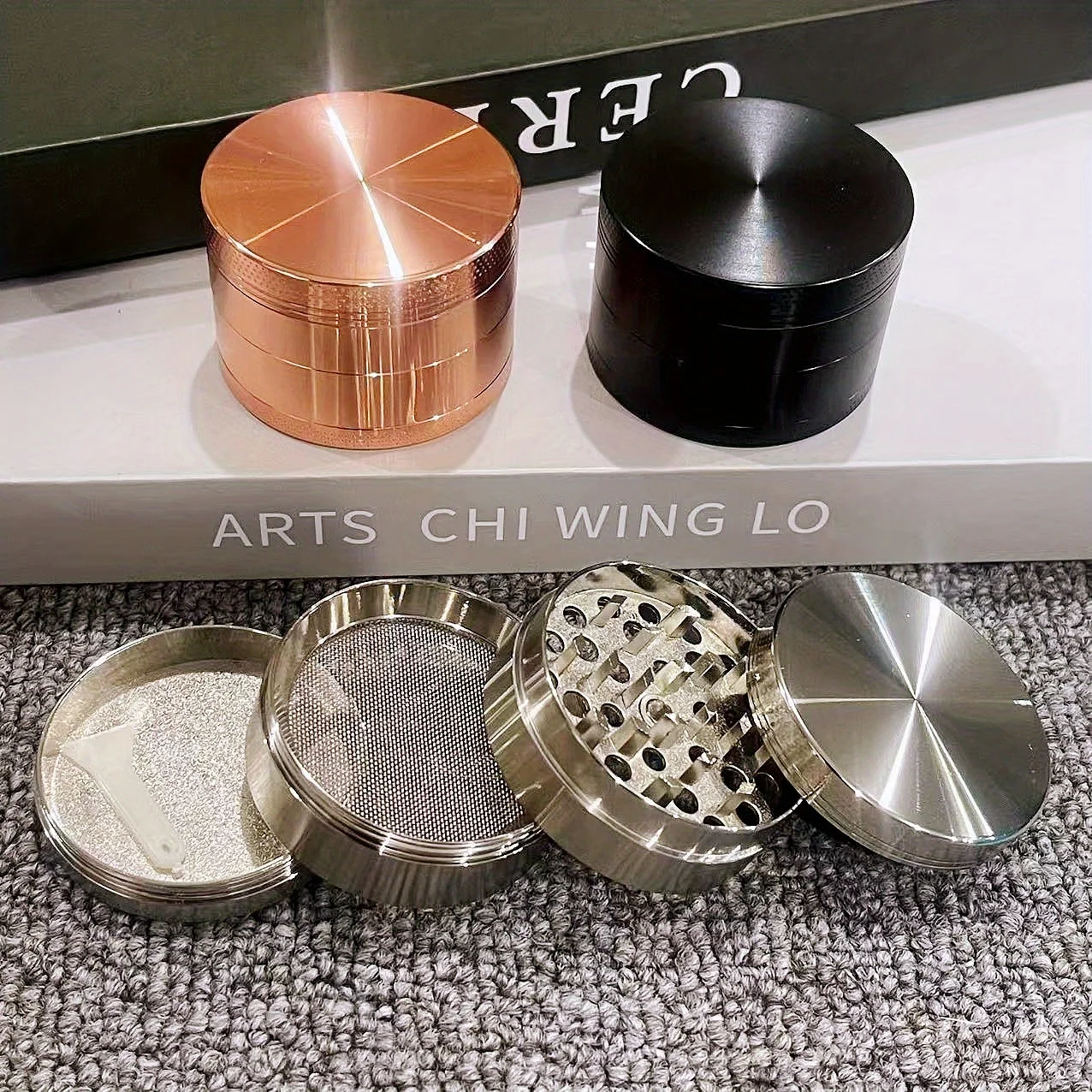 

2-дюймовая металлическая мельница для черных трав, дробилка для специй, 4-слойная раствор, мельница для соли, ручная мельница для табака, инструмент для курения сигарет