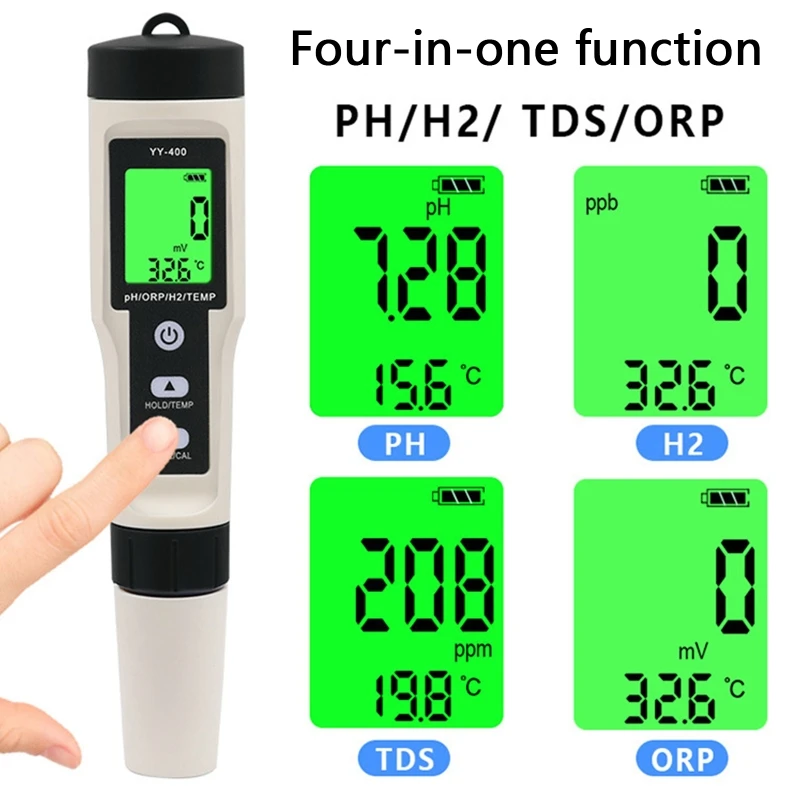 4-in-1 PH Meter Tester Digital Water Quality Test Meter pH ORP TEMP Test Pen High Accuracy for Drinking Water