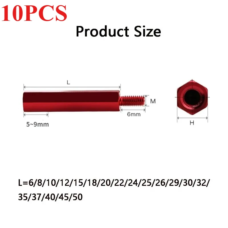 M3 Hex Standoff Aluminum Spacer M3*L+6mm Round Threaded Nut Pillar for Racing Drone Frame DIY Aircraft Accessories