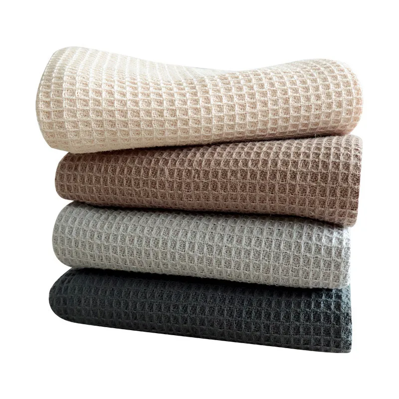 35x35cm Square Solid Color Waffle Dishcloth Kitchen Tear Towel Cotton Thickened Cleaning Cloth