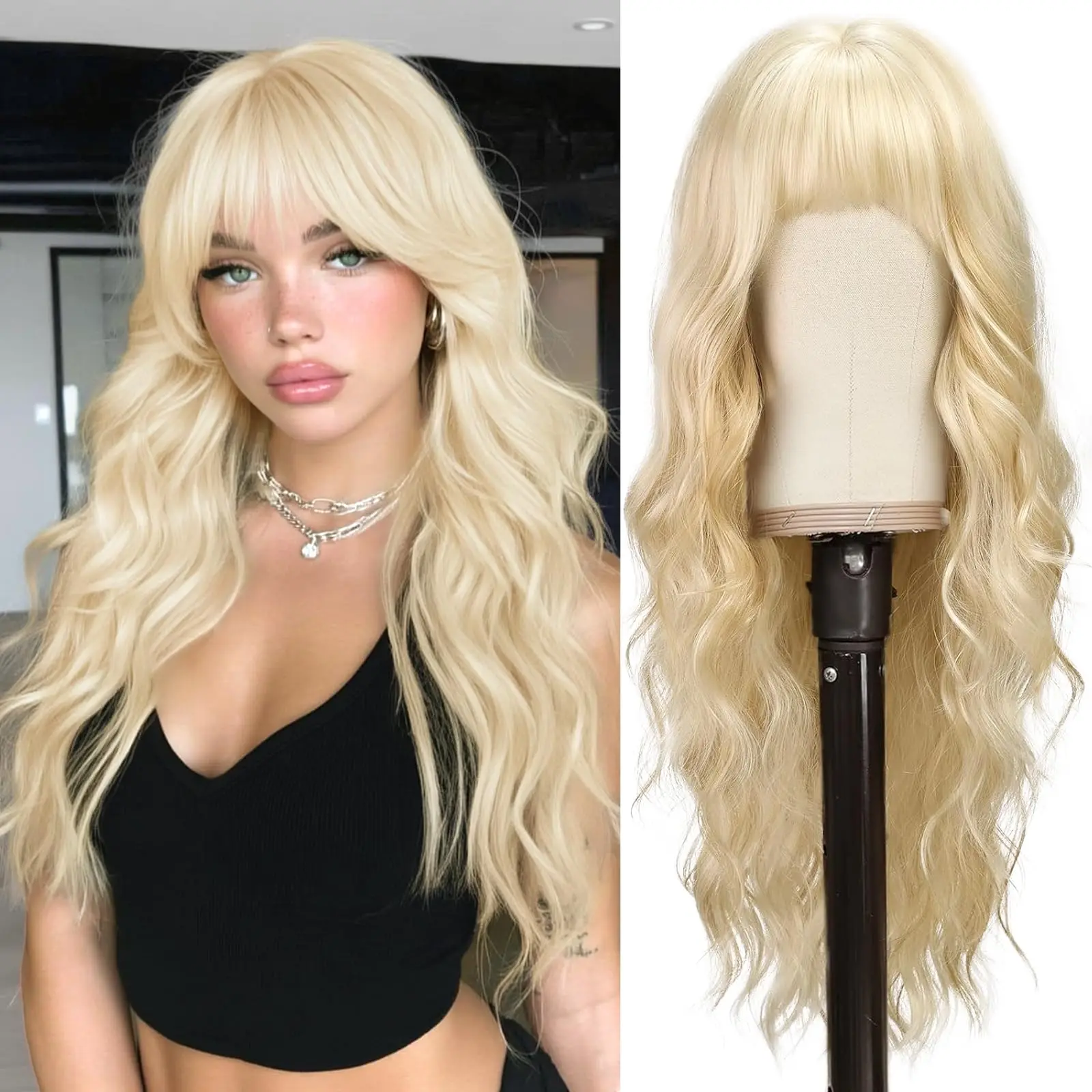 

Multi-color synthetic wig with big waves for cosplay, Halloween party, wig for daily use, high-temperature hair accessory wig
