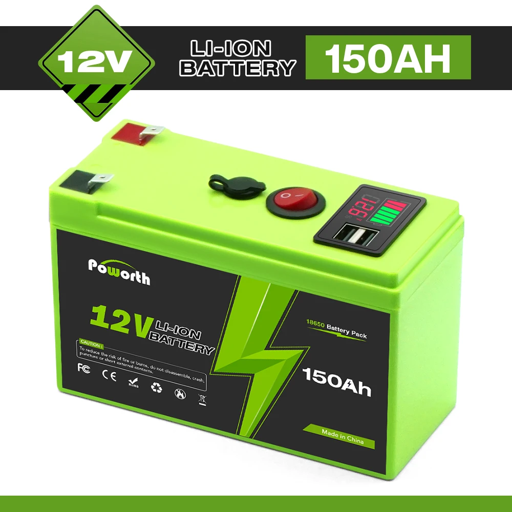 

12V 150Ah LiFePO4 Lithium Battery 4000+ Deep Cycles, for UPS, Kayak Fish Finder, Solar Panel, Power Wheels Toys, Scooter, Radio