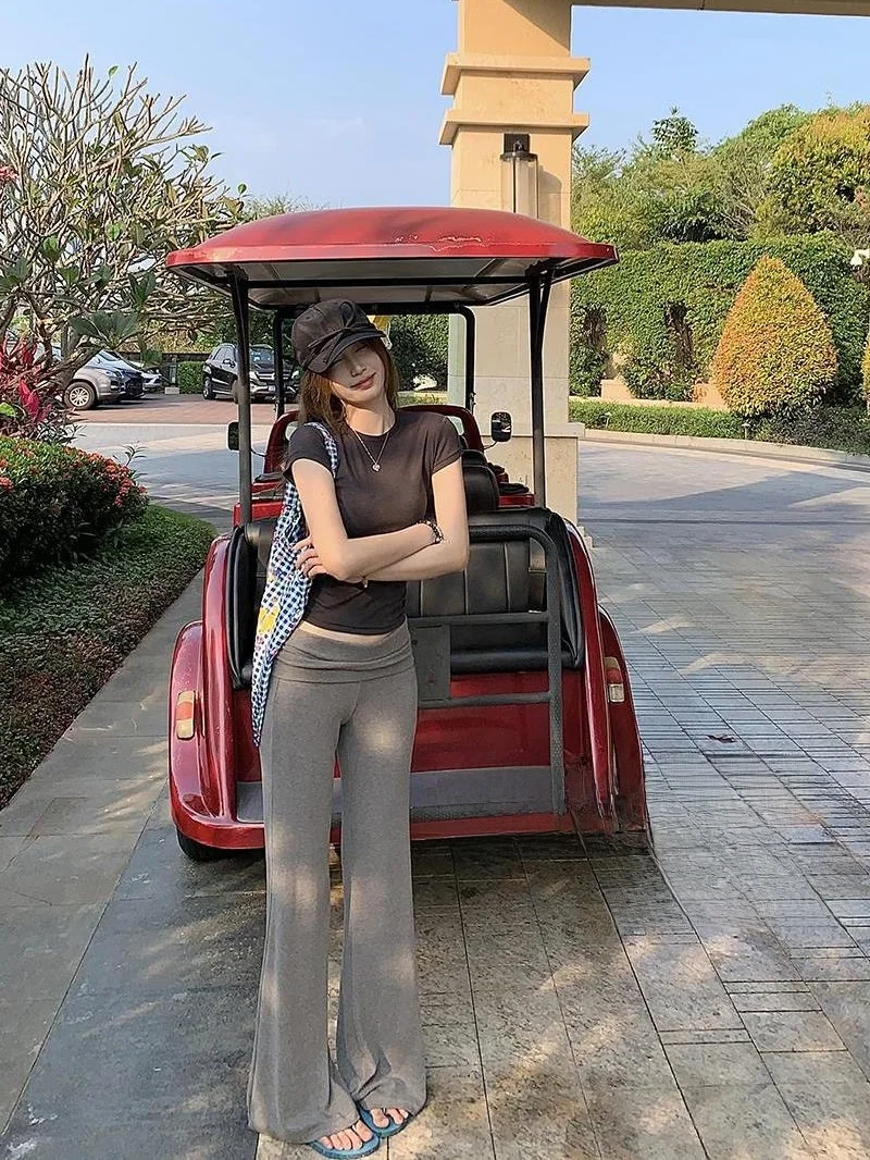 

Женские летние повседневные брюки с высокой талией, расклешенные, винтажные, для йоги, прямые, для работы, с широкими штанинами