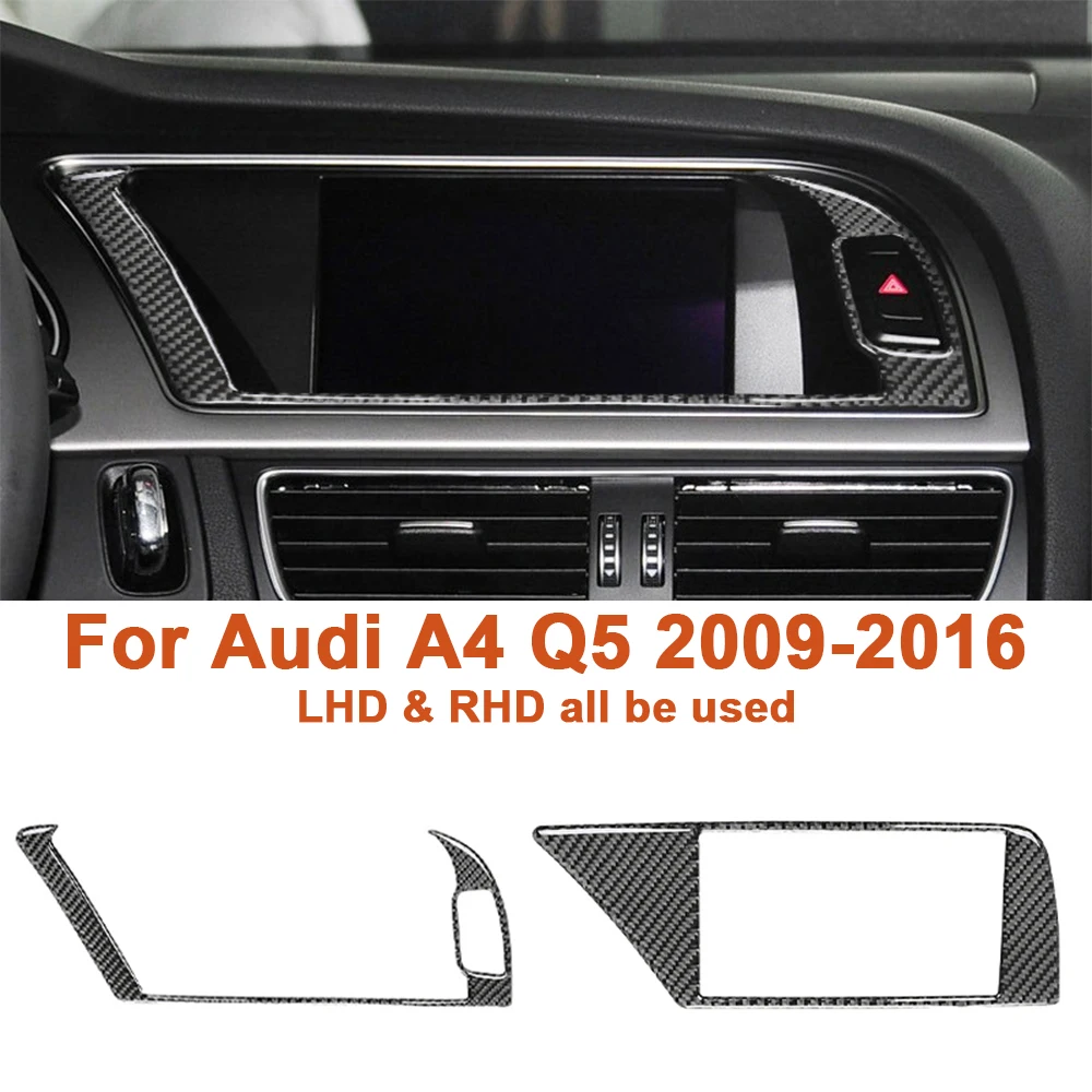 

For Audi A4L A4 B8 Q5 A5 2009-2016 Accessories Carbon Fiber Car Navigation Warning Light Frame Trim Stickers modified Interior