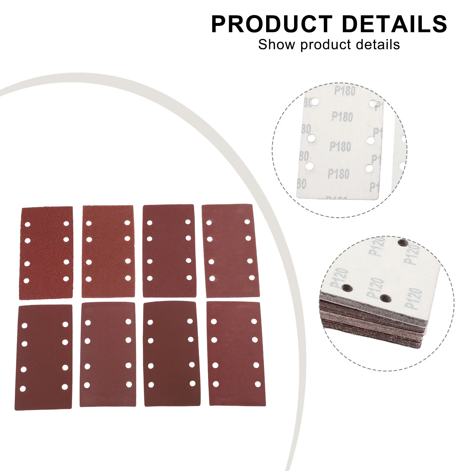 

Комплексный набор шлифовальных листов из 80 предметов для мыши, шлифовальной машины 93 x 185 мм, наждачная бумага из оксида алюминия с 8 отверстиями для различных поверхностей