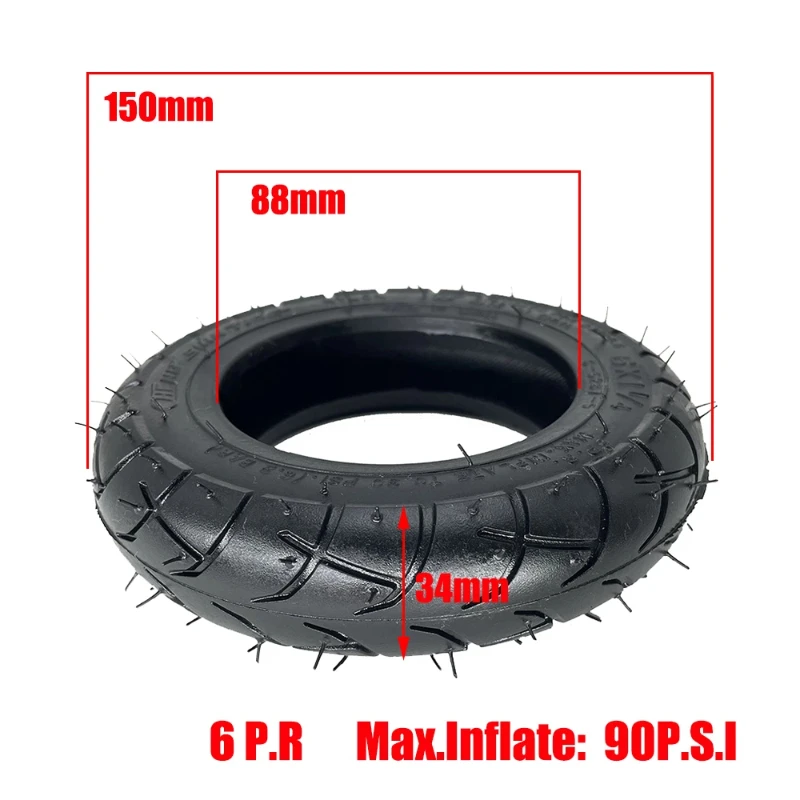 6-inch 6x1 1/4 inner and outer inflatable tires, suitable for small surfing electric scooter tire parts