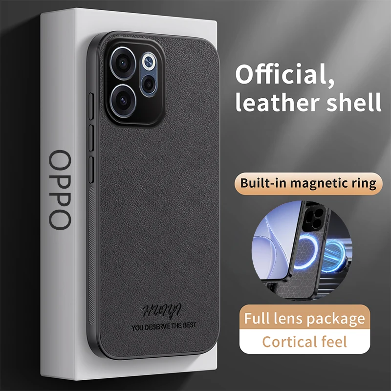 For OPPO Reno 15F Case New Business Plain Leather Magnetic Anti-drop Ultra-thin Cover For Oppo Reno15 F Shockproof Bumper Funda