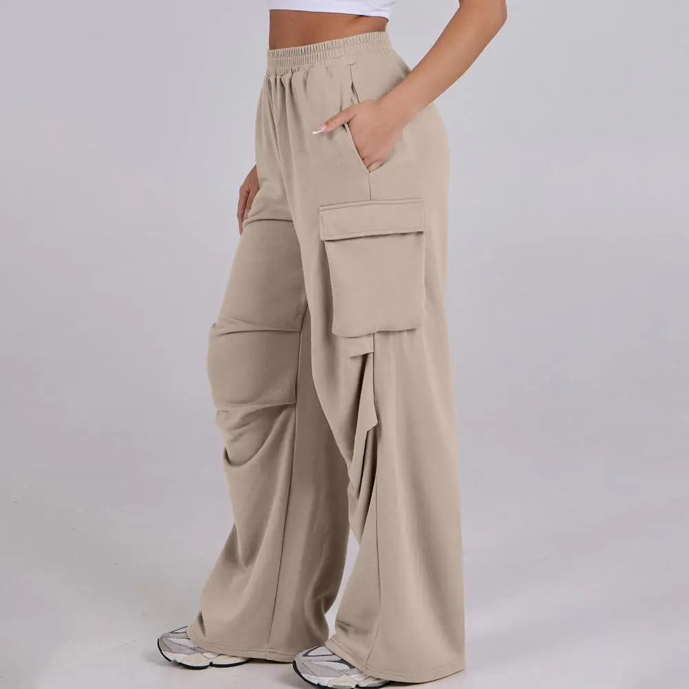 

Women Cargo Pants Stylish Women's Cargo Pants with Elastic Waist Multiple Pockets for Casual Jogging Lounge Wear Solid Color