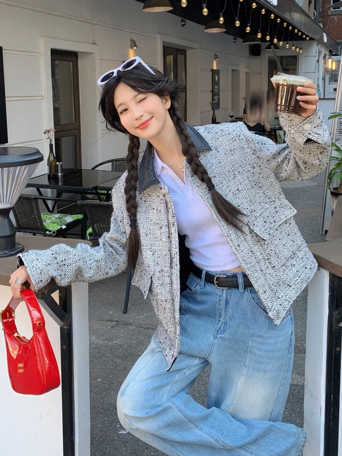 

Женское модное пальто-жакет оверсайз из трикотажа, осенне-зимнее, в корейском стиле, свободного кроя, с длинными рукавами