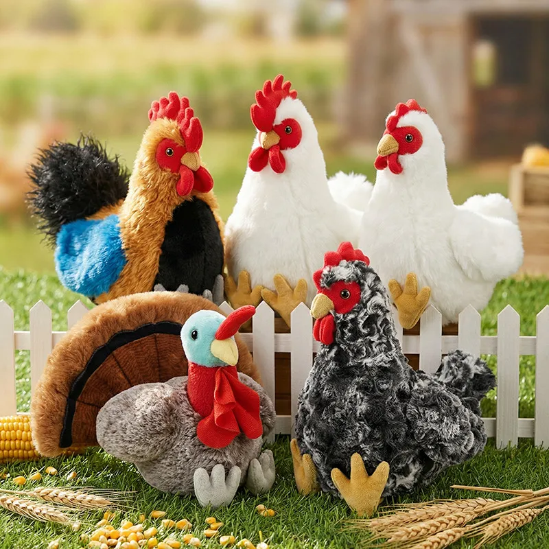 La última serie de muñecos de peluche de gallo grande simulado, juguete de peluche Kawaii, muñeco de dibujos animados, regalo de cumpleaños y festivo para niños