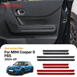 LHD RHD for Mini Cooper S F65 2024 2025 Car Door Decorative Strips Interior Sticker Real Soft Carbon Fiber Panel 4pcs/set