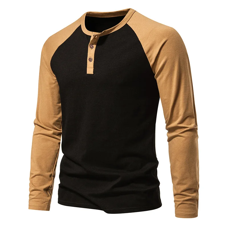 

Mens Vintage Raglan Sleeve Baseball T Shirts Hipster Slim Fit Long Sleeve Henley Shirt Men Streetwear Casual Tee Shirt Homme XXL