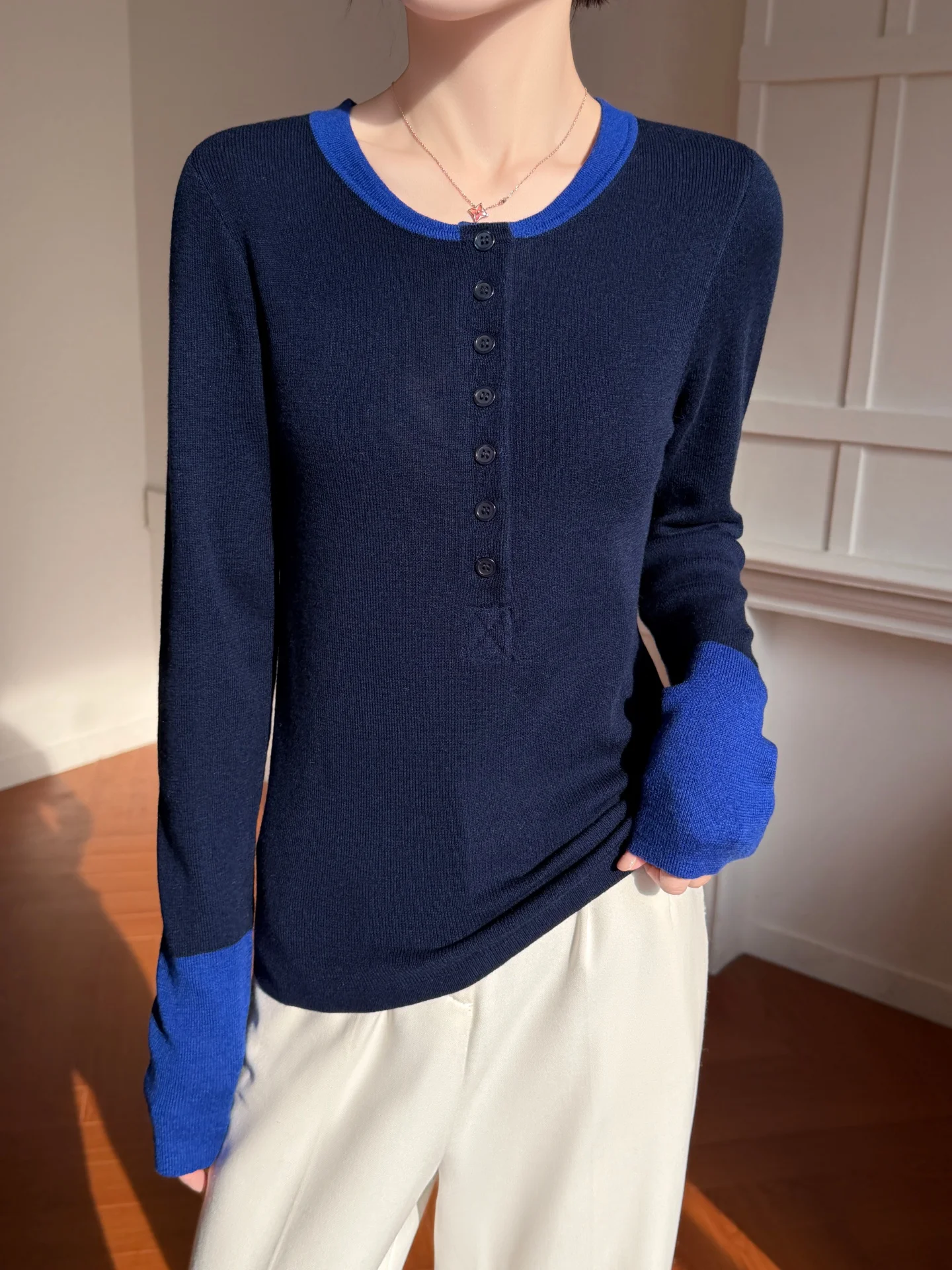 Casual Spring Autumn Women T-Shirts Worsted Wool Blend Knitwear Cozy Pullover Slim Blouse Long Sleeve Clothing Tops Lady Sweater view 4