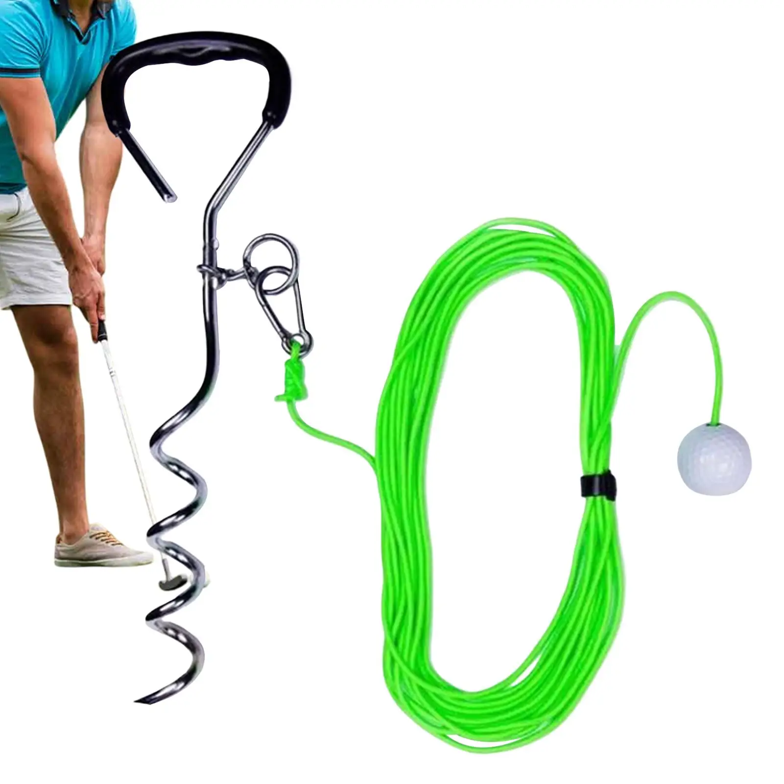 

Golf Swing Rope ball Trainer 50ft Swing Feedback Practice Rope Golf training Rope with Ground nails for Golf Fly Swing Training