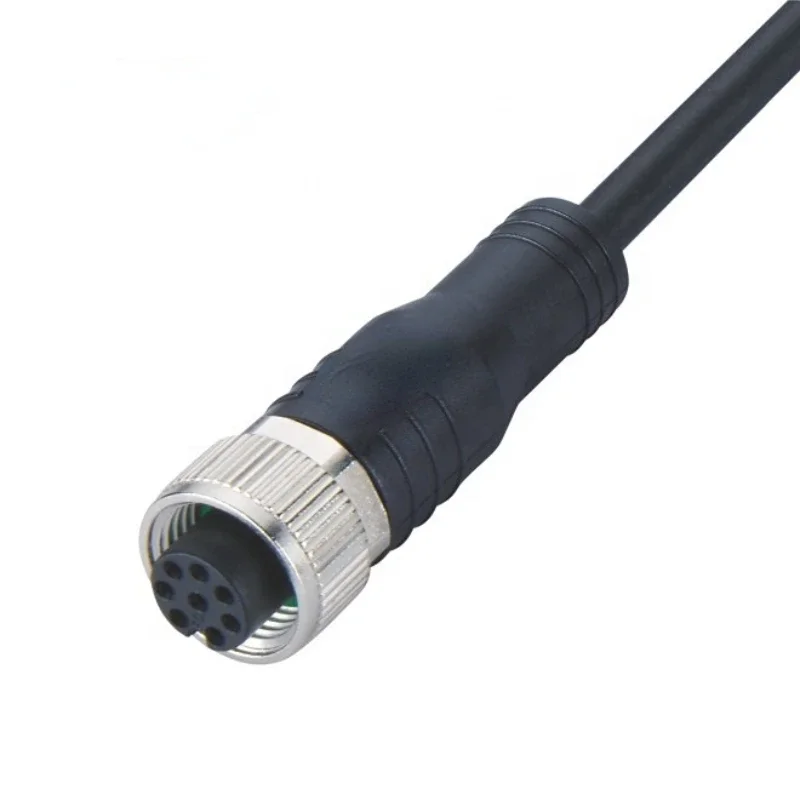 Waterproof  Molded Cable D Code M12 8pin Female Connector