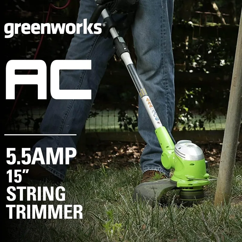 Greenworks 5.5 Amp 15" Corded Electric String Trimmer outdoor furniture for balcony