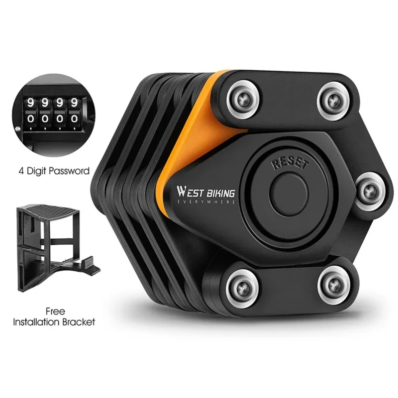 AliExpress West Biking WEST BIKING Bicycle Folding Lock 4 Code Digits Anti-theft Lock Portable E-Bike Scooter Password Foldable Lock Cycling Accessorie