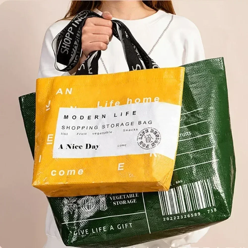 Borsa tote per la spesa ecologica riutilizzabile pieghevole per donna, borsa per generi alimentari grande con tasca, borsa leggera e resistente