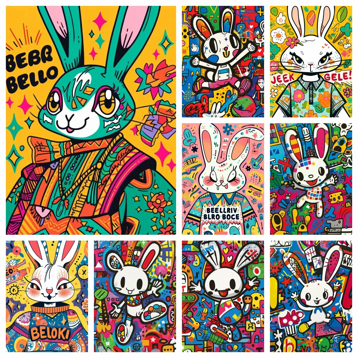 

Кролик граффити алмазные художественные наборы для рисования милые животные новые 2024 вышивка мозаика вышивка крестиком домашний декор детский подарок ремесла