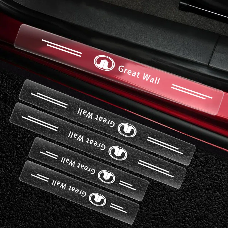 

4 шт. водонепроницаемые наклейки на порог автомобиля, прозрачные аксессуары для Great Wall Hover H3 H5 M4 Poer Pao Voleex C30 Wingle 5 Florid