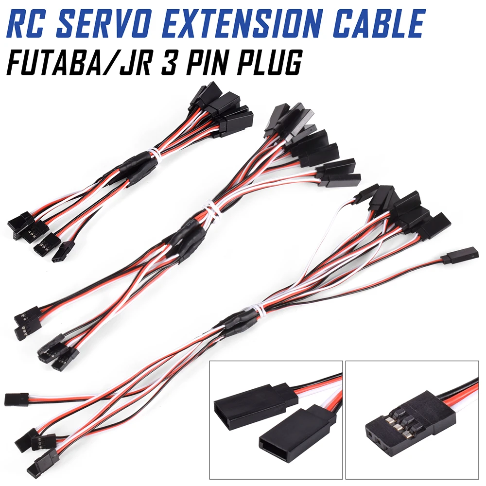 

5pcs/lot RC Servo Extension Cable Servo Wire Extension Cord for Lead JR Futaba RC Car Helicopter Servo 100/150/200/300mm