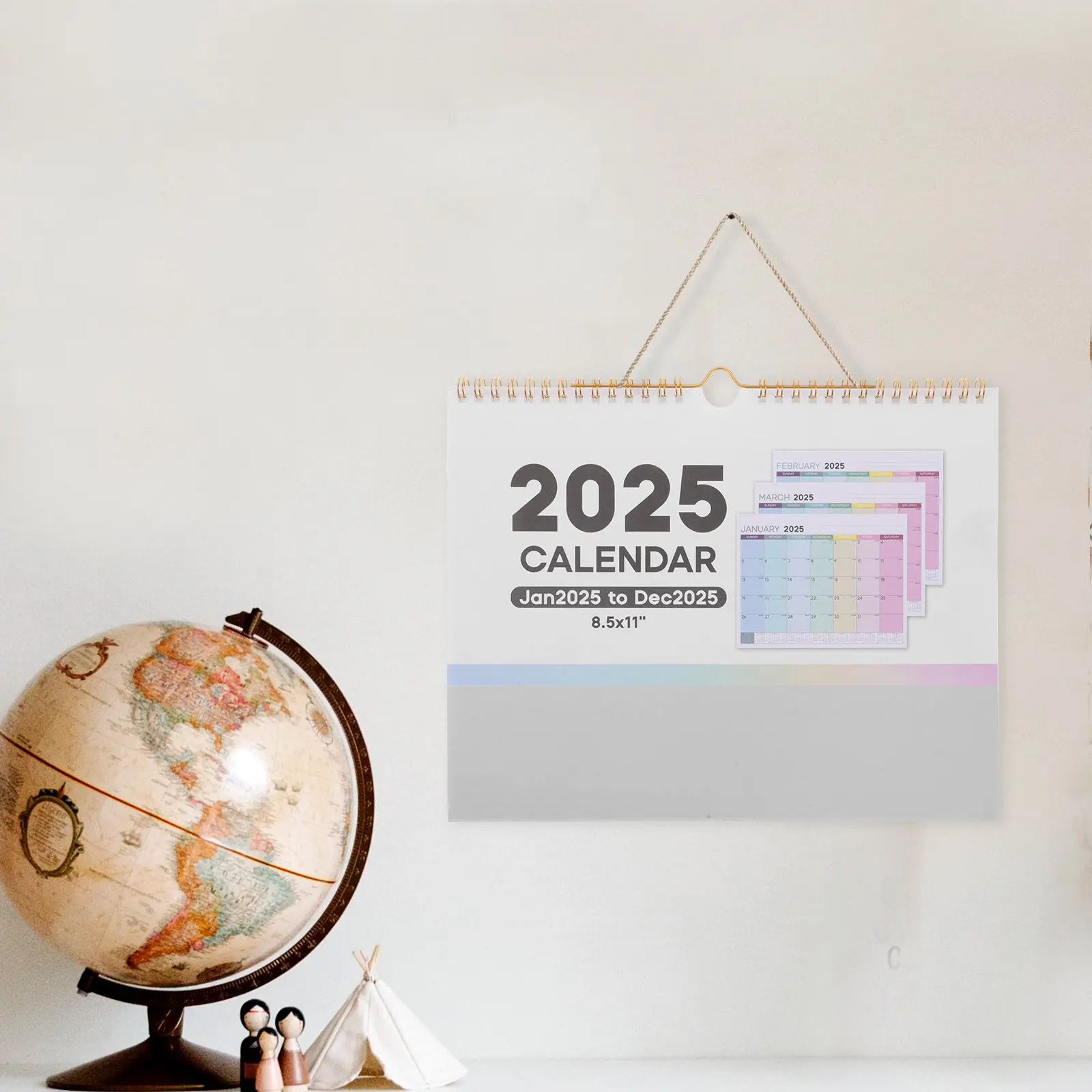 

Small Wall Calendar English Yearly Calendar with European Design Artistic Monthly Layout for Office Home Decor and Planning