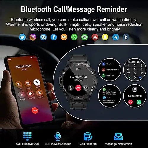 Smartwatch Reloj Inteligente Hombre con Llamadas: Impermeable Smart Watch 112 Modos Deportivo Podometro Bluetooth iPhone Android