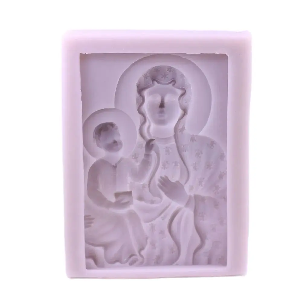 Virgin and Child Silicone Fondant Mold Mother's Day Cake Decoration Sugarcraft Chocolate Mould Wall Decoration DIY Resin Polymer