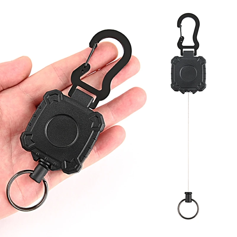 1 Pc Wire Rope Outdoor Key Ring Return Retractable Key Chain Camping Telescopic Badge Holder Reel with Belt Clip Key Ring