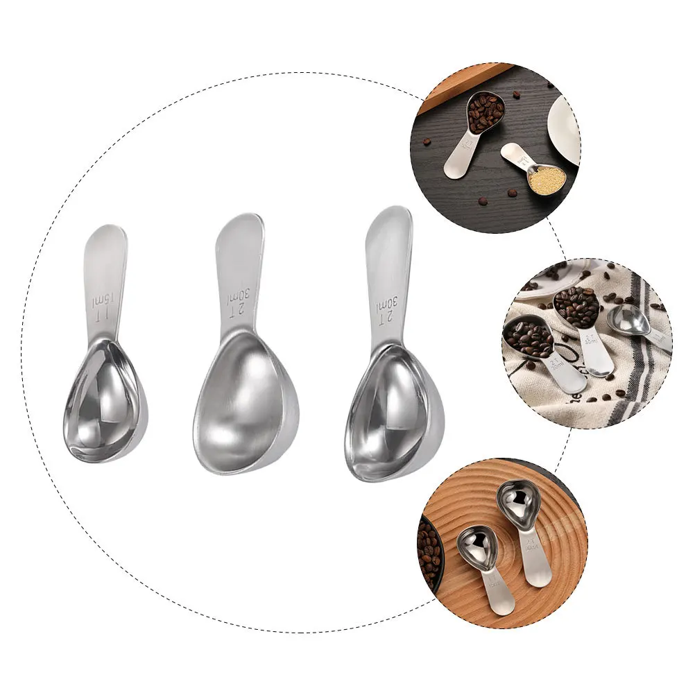 

3 pcs Measuring Spoons Set Stainless Steel Kitchen Baking Cooking Utensils For Coffee Milk Powder Fruit Powder Seasoning