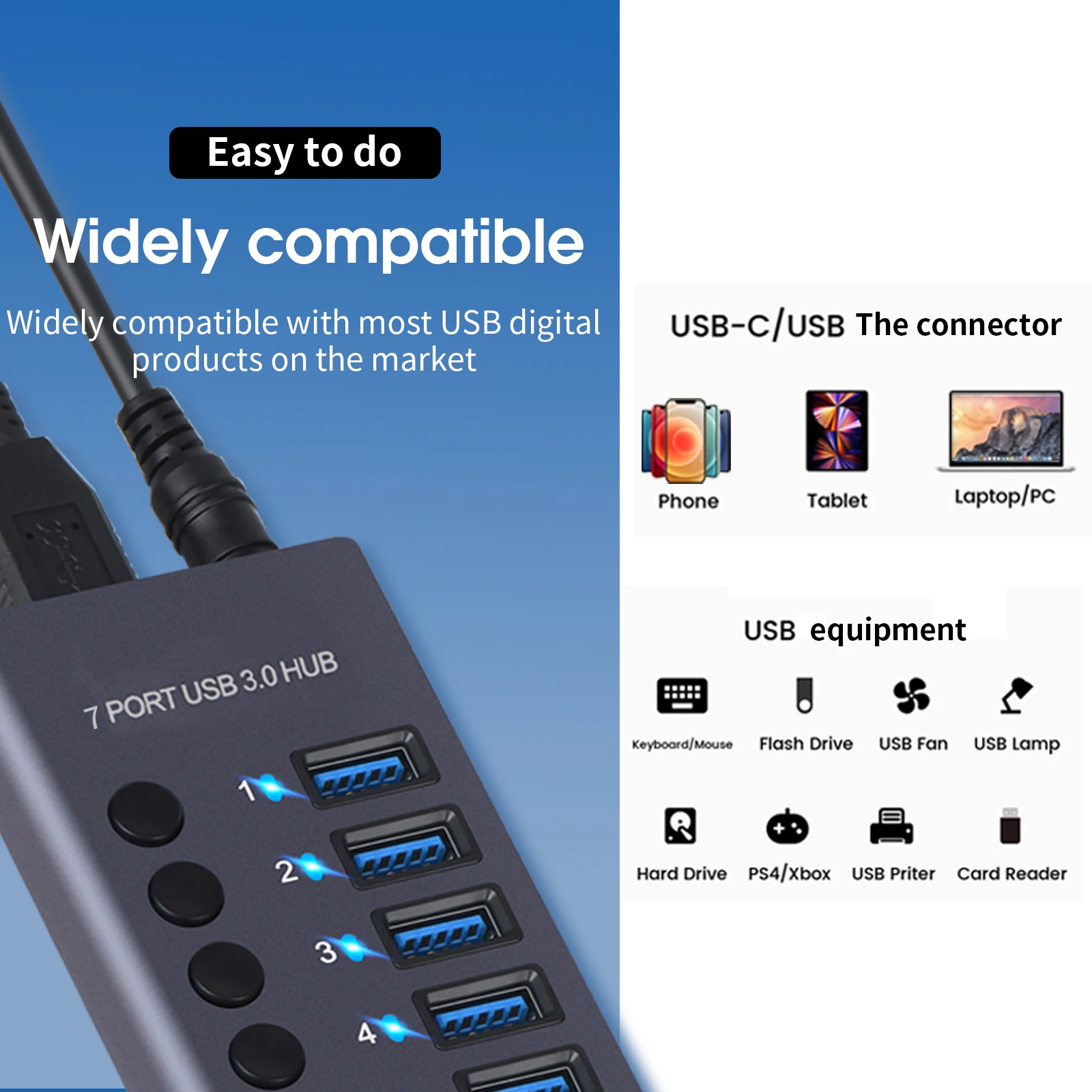 AIXXCO USB3.0 Hub interruptor  - Usb Hub Gaming reseña y precio