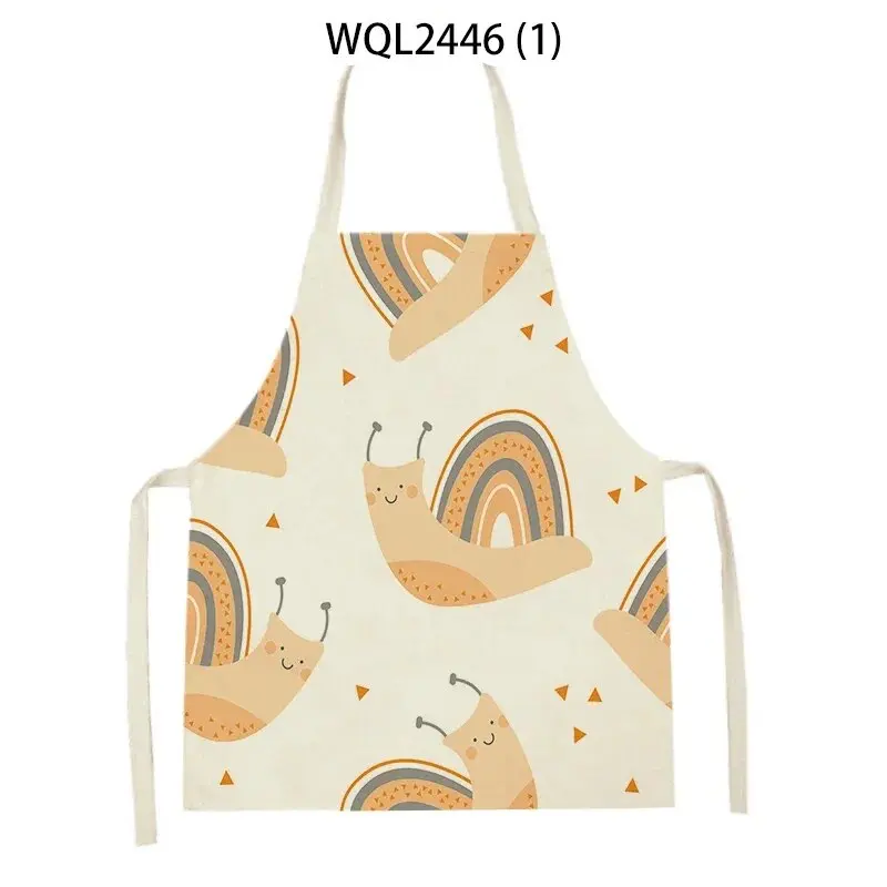 Cartoon Animal Snail Crocodile Cat Cooking Kitchen Aprons Women Men Linen Adult Kids Bibs Home Decor Baking Accessories Aprons