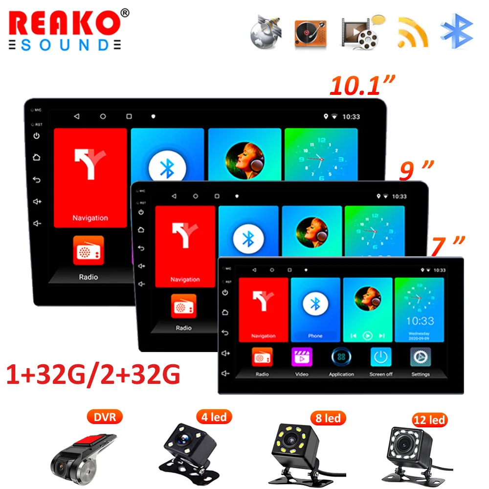 

REAKOSOUND 2 Din 7/9/10.1 Inch Andriod 11 Car Multimedia Player GPS WIFI Bluetooth USB FM Mirror Link HD Touch Screen Car Radio