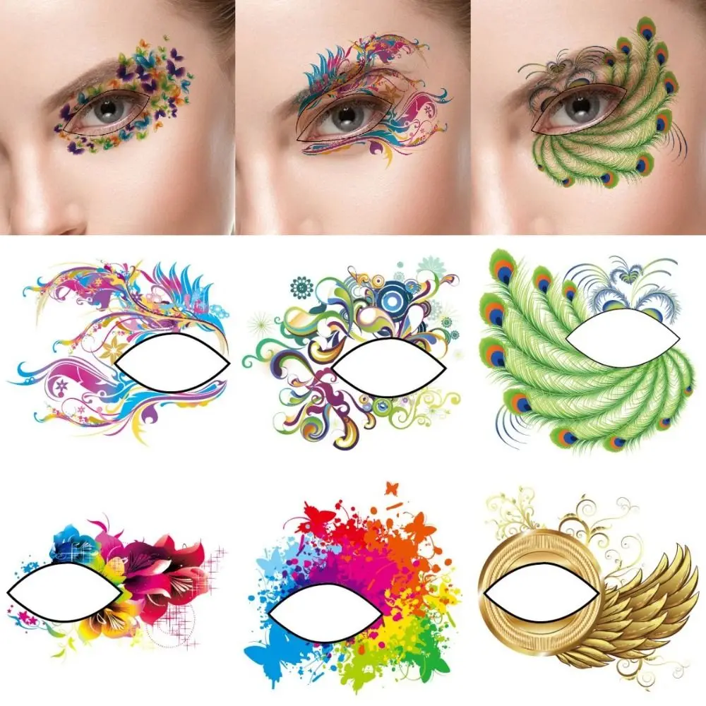 Waterproof Eye Shadow Tattoo Stickers Water Transfer Fashion Temporary Eye Tattoo Fake Tatto Colorful Makeup Eyeliner Sticker