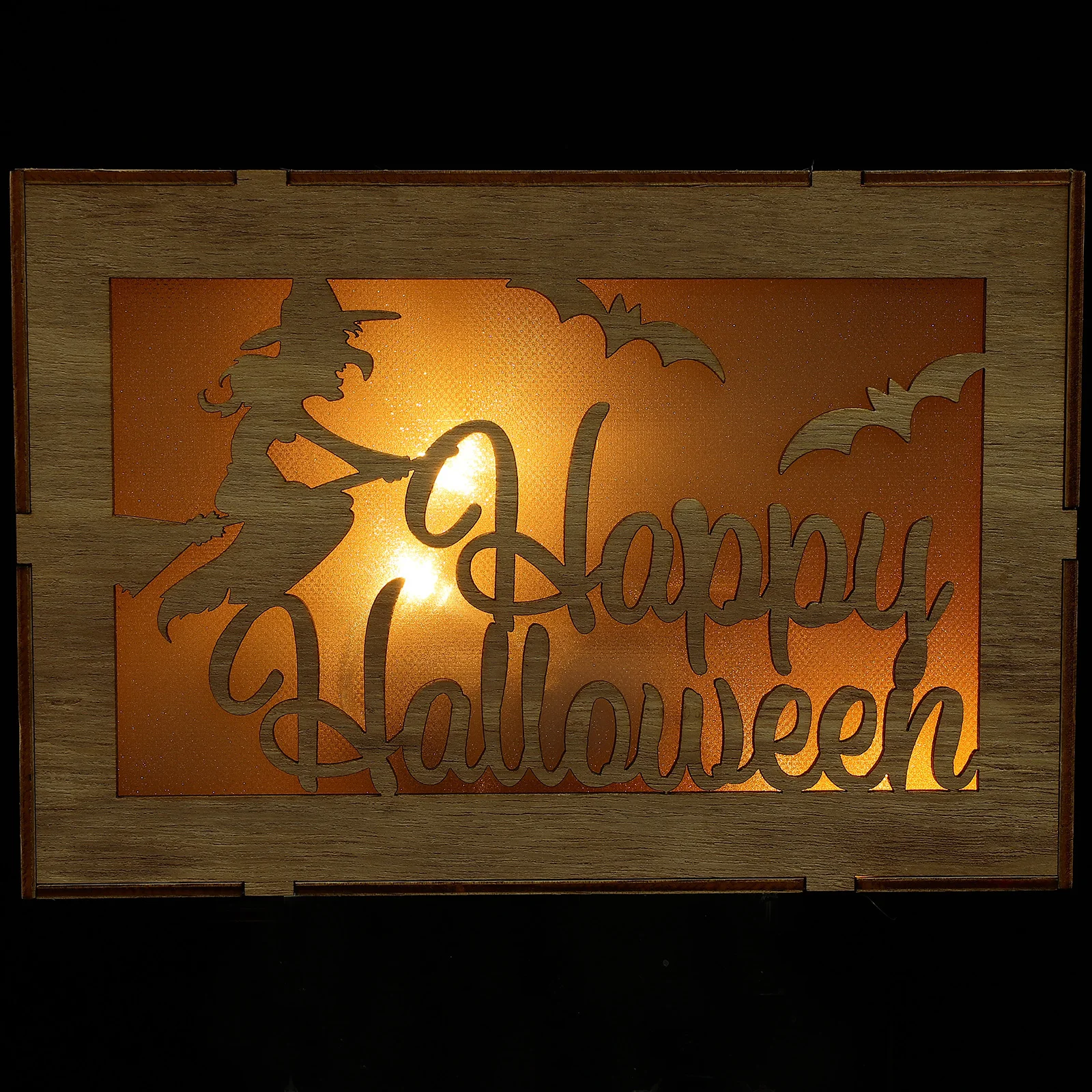 

2Pcs Halloween Adornment LED Lights Festival Decoration Halloween Night Table Ornament Wooden Adornment
