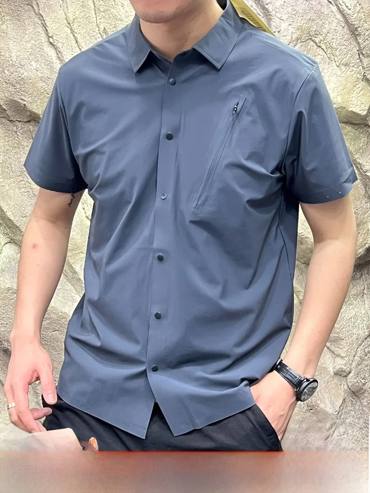 

Outdoor Fly Bird Bull Goods ort Sve irt Laser Drilled Hole Qui Dry Elastic Summer Busin Sle Flip Collar Casual ...