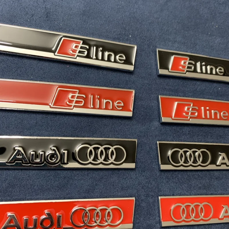 Audi Metal Car Side Fender Sticker For Audi Sline Q2 Q3 Q5 Q7 A4 A6 A3 A7 A8 TT Body Emblem 2Pcs Stickers Accessories