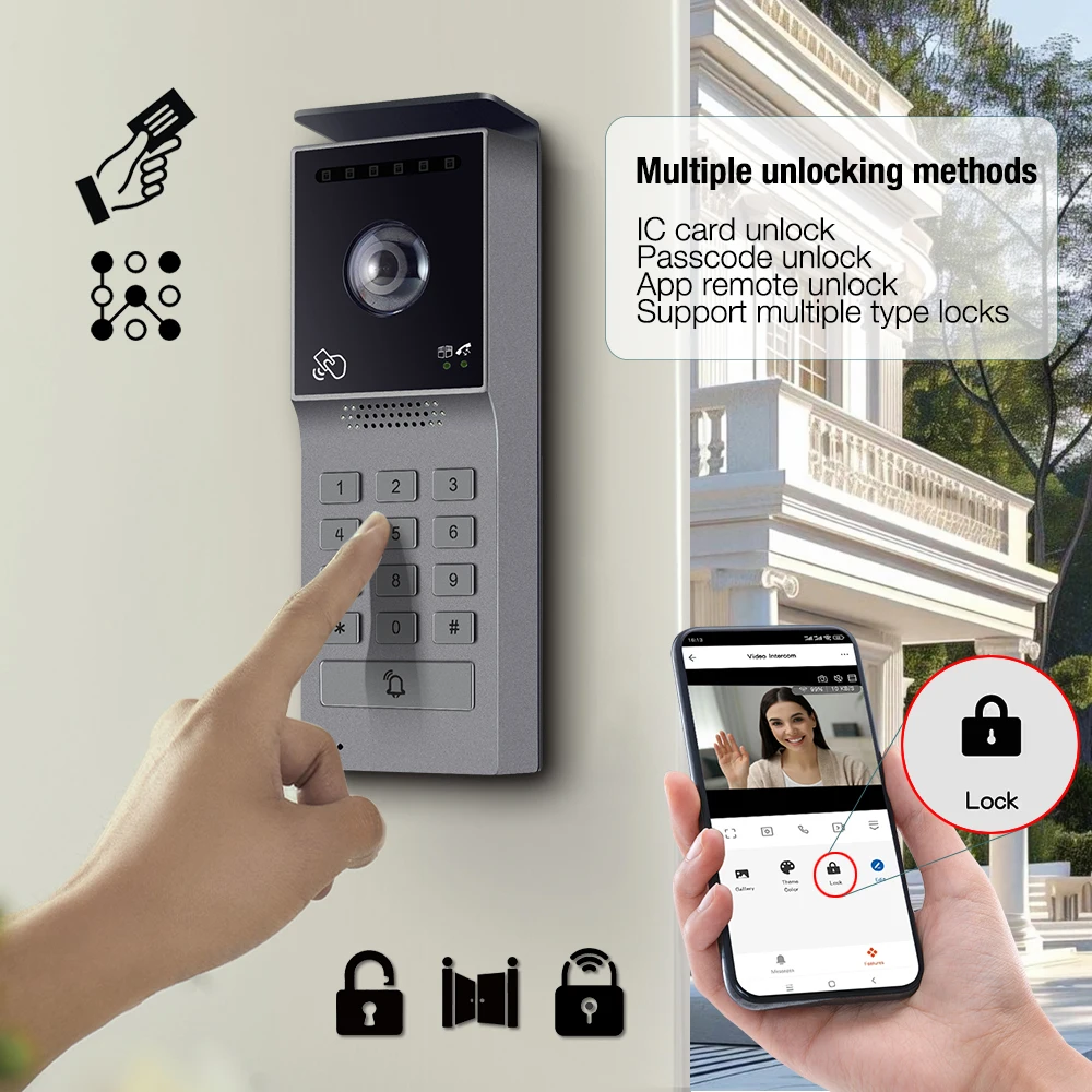 Tuya Wifi المنزل الذكي فيديو باب الهاتف فيديو إنترفون 1080P شاشة تعمل باللمس 7 '2 أسلاك جرس الباب كاميرا الباب نظام الأمن