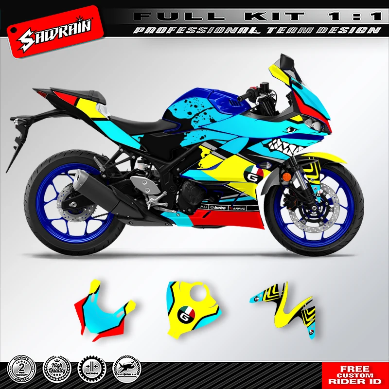 Sawrain Custom Motorcycle Backgrounds Graphcis Decal Stickers Kits for YAMAHA 2019 2020 2021 2022 2023 R3 001