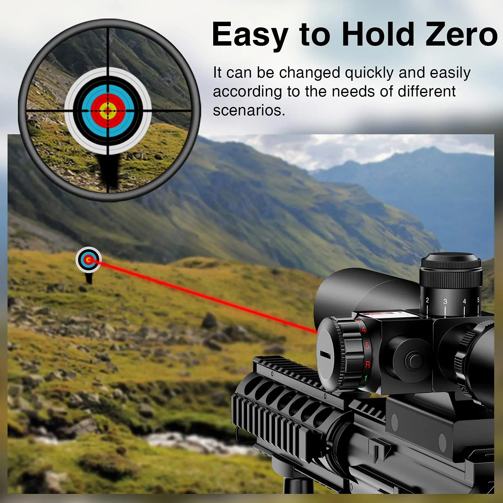 EZshoot 2.5-10x40 Rifle Scope Red Green Illuminated Mil-dot Gun Scope Green Laser Combo with 20mm Rail Hunting Accessory