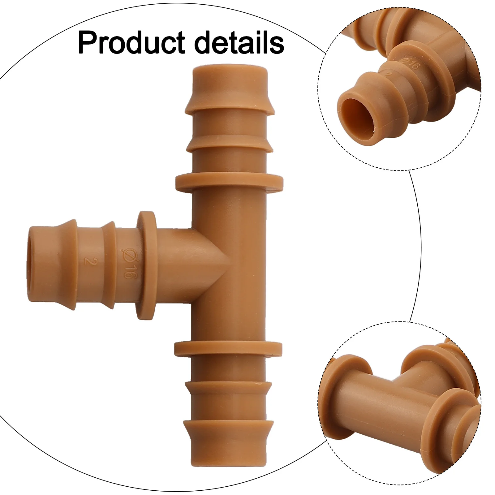 24pc Drip Irrigation Barbed Tee Fittings Compatible with 16mm PE Tubing for Lawn Garden Farm and Nursery Watering Infrastructure