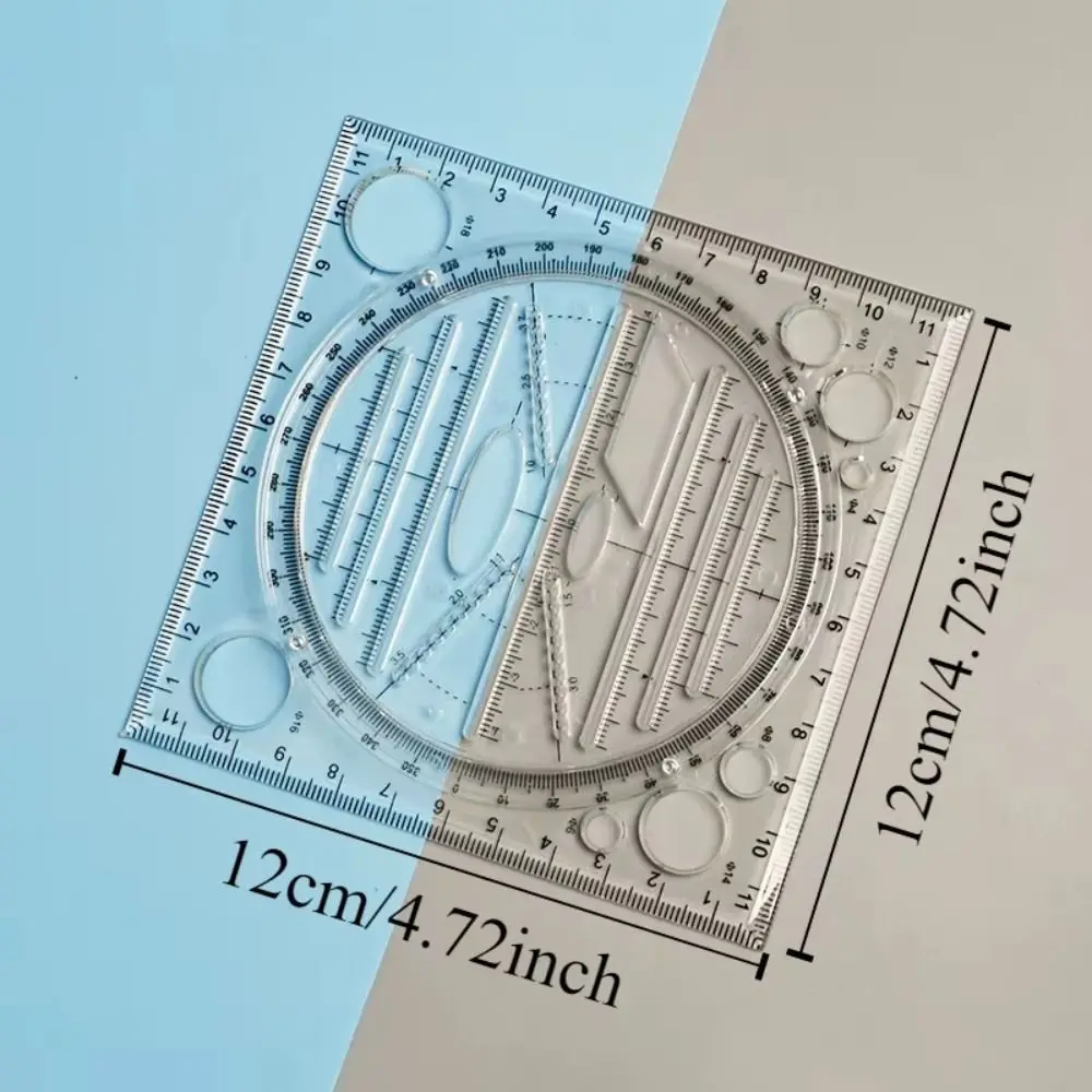Geometrie-Winkelmesser Transparentes Multifunktionales Drehbares Lineal 3D-Skala Pädagogisches Kreis-Zeichenlineal