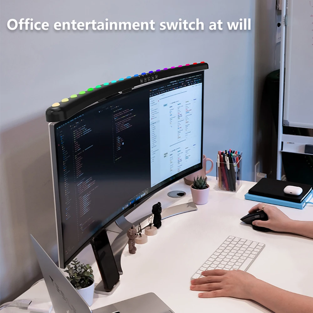 LED منحني رصد ضوء بار 60 سنتيمتر منحني شاشة كبيرة مصابيح تعليق للزينة RGB خلفية جو لمبة مكتب رصد ضوء بار